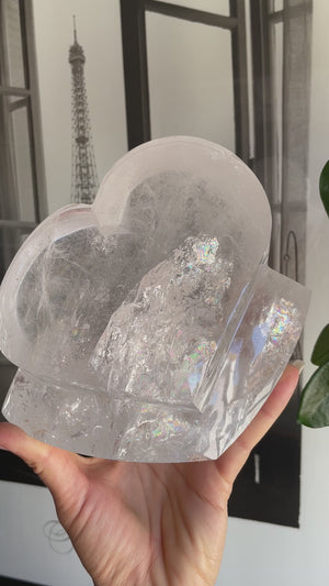 Clear Quartz Heart with Rainbows