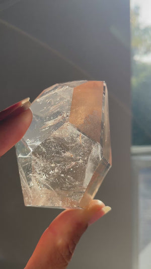 Partially Polished Tangerine Lemurian with Phantom