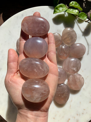 Lavender Rose Quartz Palm Stone ~ Small