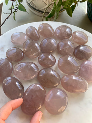 Lavender Rose Quartz Palm Stone ~ Small