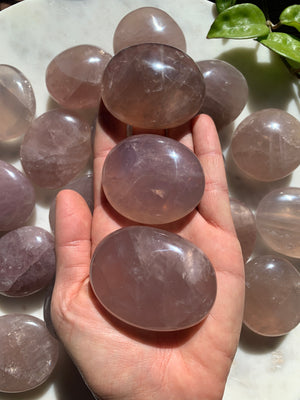 Lavender Rose Quartz Palm Stone ~ Large