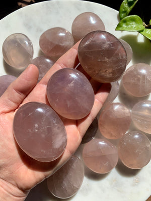 Lavender Rose Quartz Palm Stone ~ Large