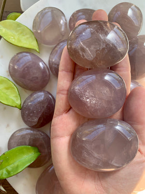 Lavender Rose Quartz Palm Stone ~ Large