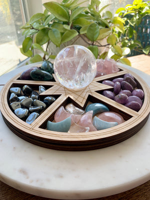 Lighted Galaxy Crystal Tray and Sphere Stand