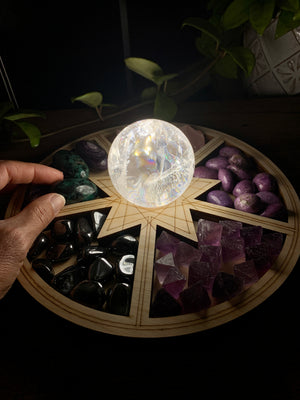 Lighted Galaxy Crystal Tray and Sphere Stand